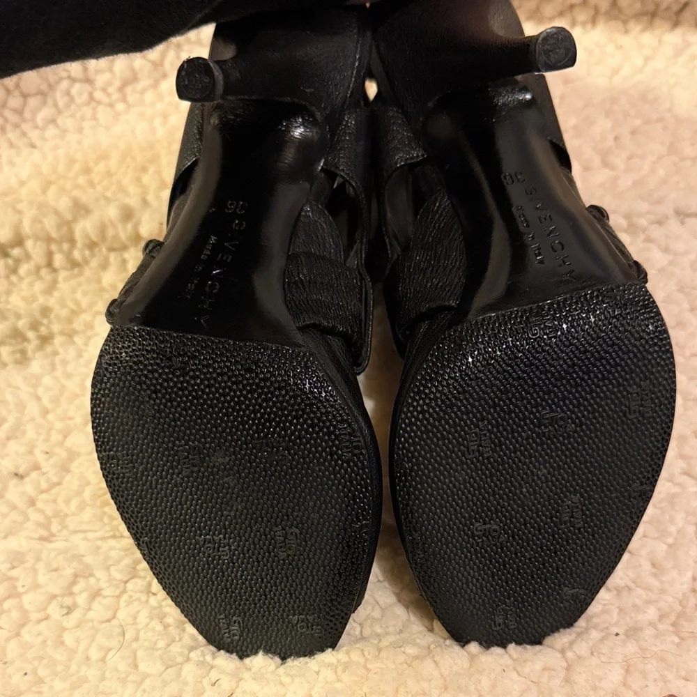 Givenchy Black Textured Strappy Heels - Picture 4 of 6